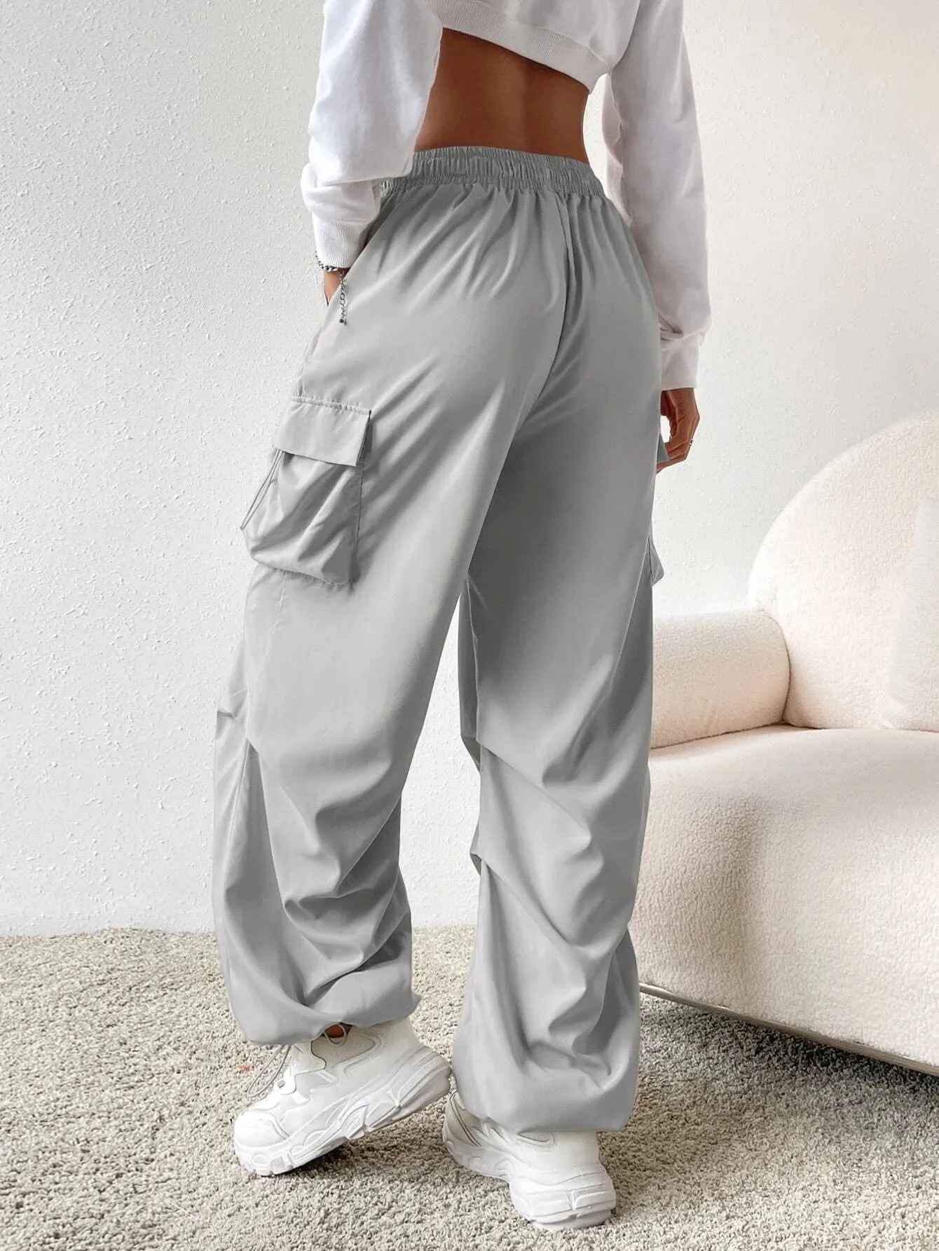 Versatile Flap Pocket Drawstring Cargo Pants